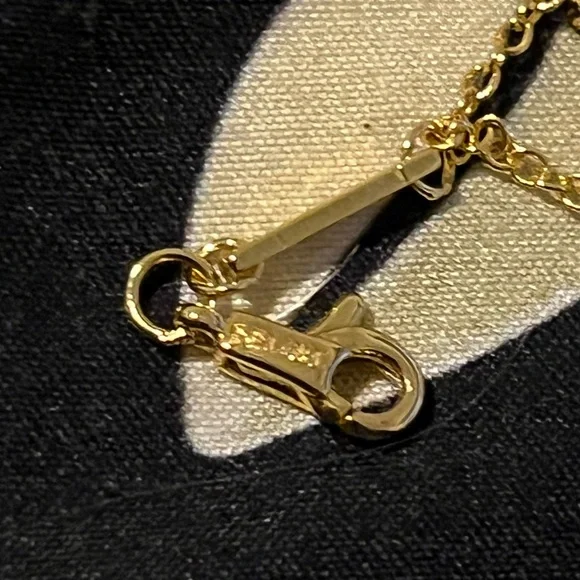 Celine Triomphe Pearl Chain Bracelet Gold Plated 7” Adjustable Dainty Designer - Picture 9 of 10